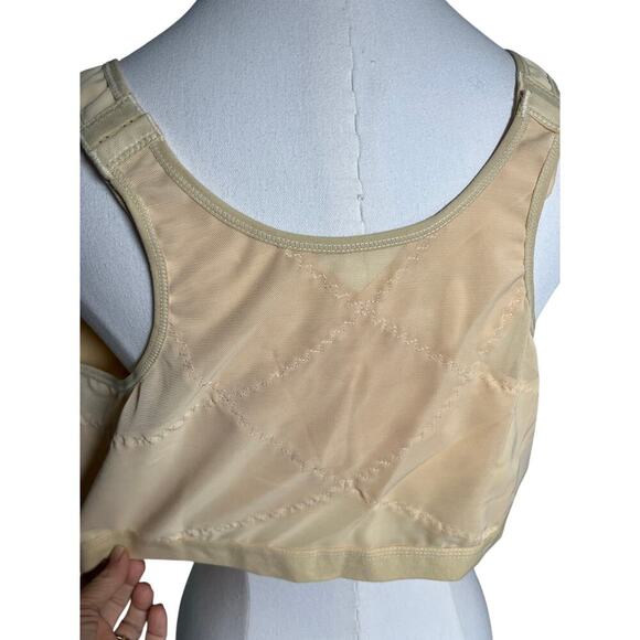 Beige Front Closure Bra 4XL | Wireless‎ Comfort Support | Nylon Spandex - Picture 2 of 11